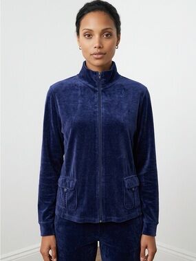 Vintage 80s Mirror Image Velour Zip Up Jacket Large